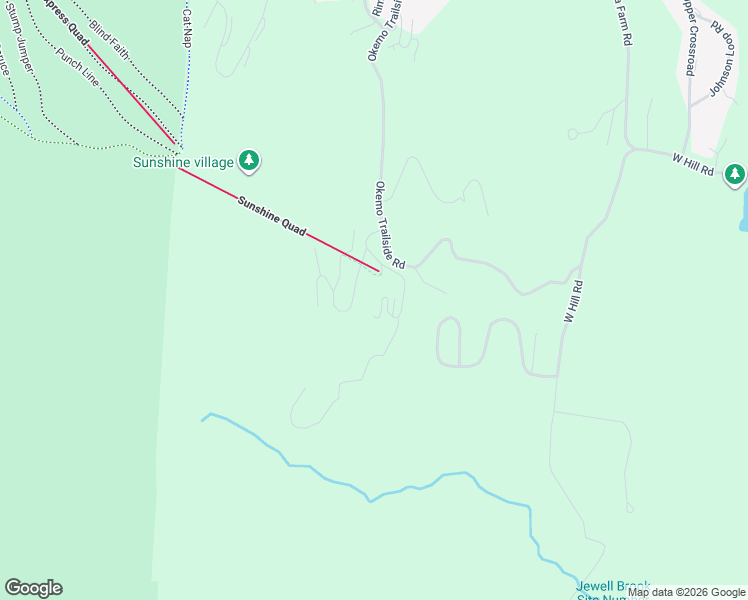 map of restaurants, bars, coffee shops, grocery stores, and more near Okemo Trailside Road in Ludlow
