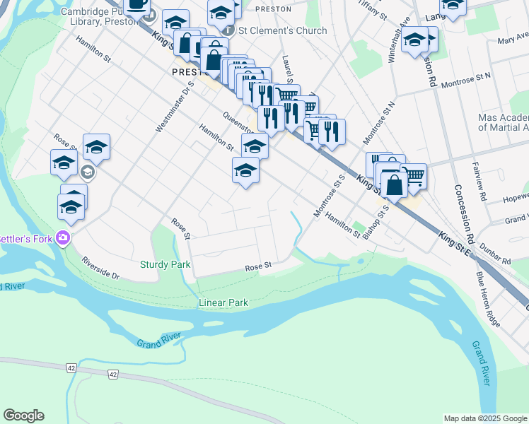 map of restaurants, bars, coffee shops, grocery stores, and more near 1207 Homuth Avenue in Cambridge