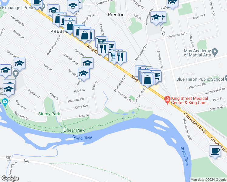 map of restaurants, bars, coffee shops, grocery stores, and more near 1278 Hamilton Street in Cambridge