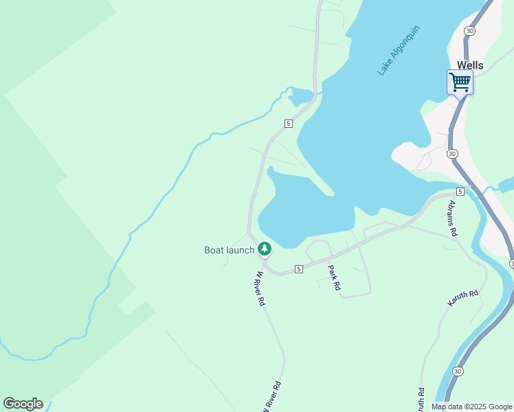 map of restaurants, bars, coffee shops, grocery stores, and more near 192 Algonquin Drive in Wells