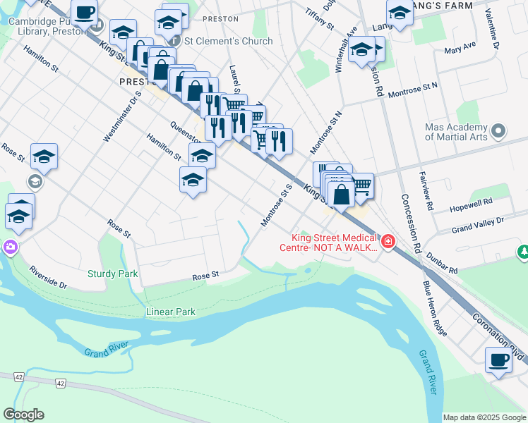 map of restaurants, bars, coffee shops, grocery stores, and more near 1217 Hamilton Street in Cambridge