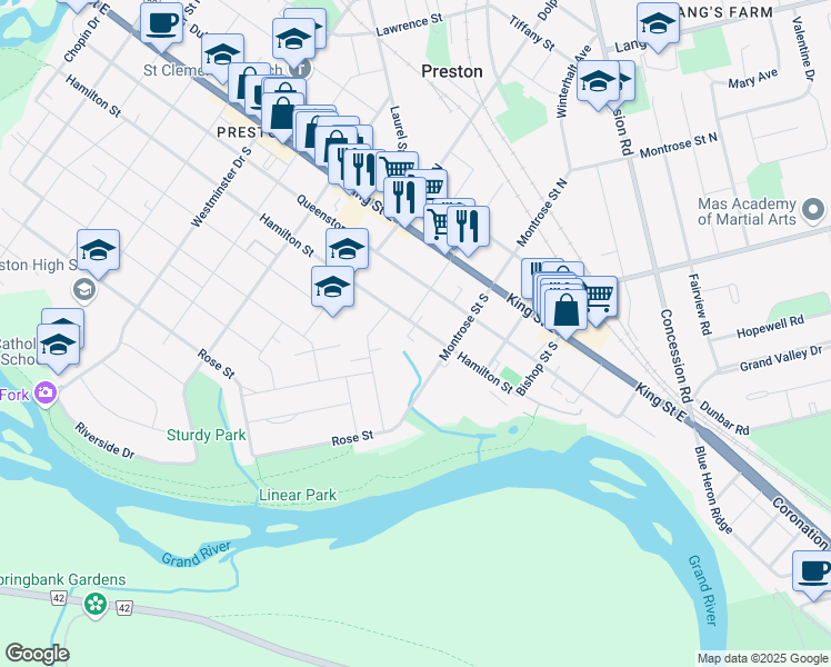 map of restaurants, bars, coffee shops, grocery stores, and more near 1220 Hamilton Street in Cambridge