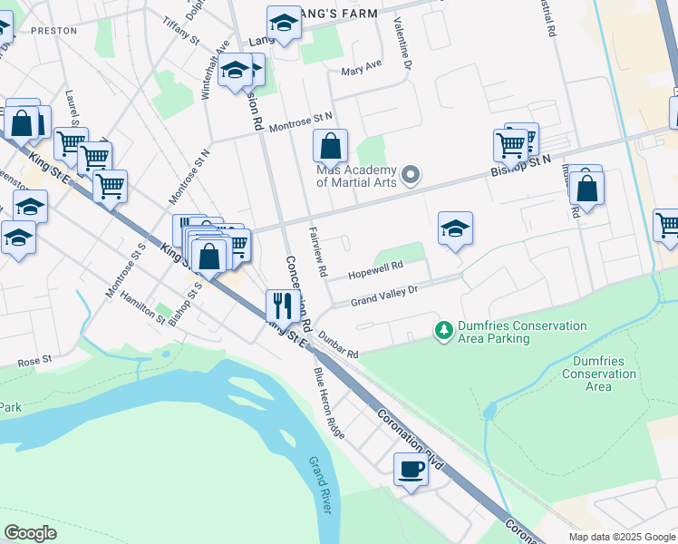 map of restaurants, bars, coffee shops, grocery stores, and more near 511 Hopewell Road in Cambridge