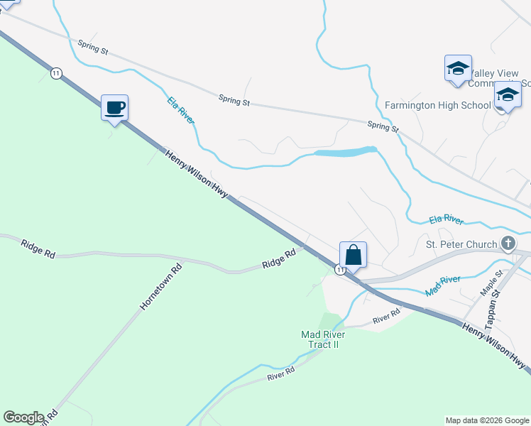 map of restaurants, bars, coffee shops, grocery stores, and more near 42 Trotting Park Road in Farmington