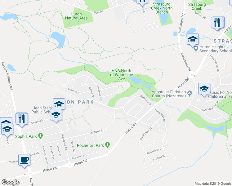 map of restaurants, bars, coffee shops, grocery stores, and more near 542 Brittania Crescent in Kitchener