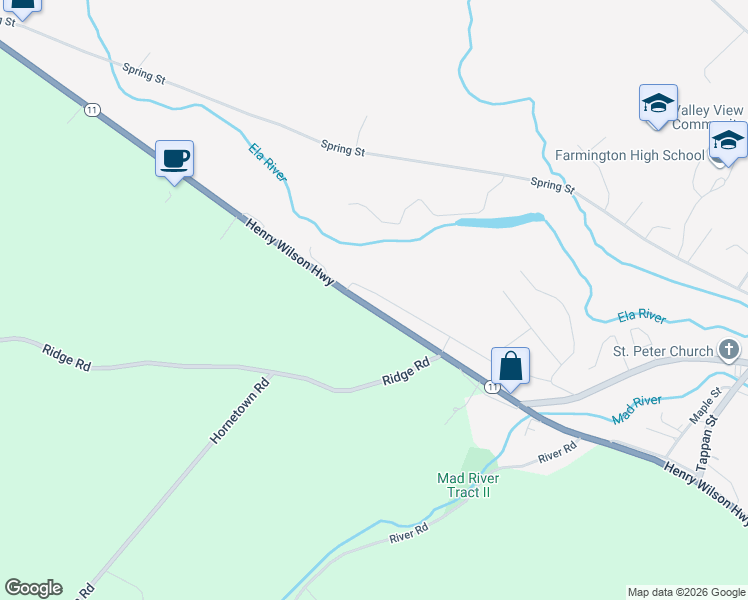 map of restaurants, bars, coffee shops, grocery stores, and more near 42 Trotting Park Road in Farmington