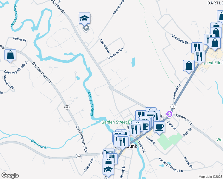 map of restaurants, bars, coffee shops, grocery stores, and more near 64 Storer Street in Kennebunk