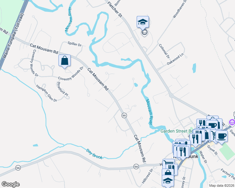 map of restaurants, bars, coffee shops, grocery stores, and more near 7 Quail Run in Kennebunk