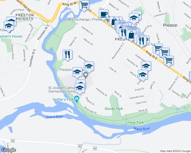 map of restaurants, bars, coffee shops, grocery stores, and more near 649 Rose Street in Cambridge