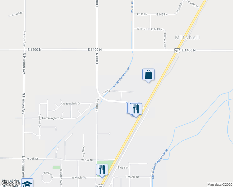 map of restaurants, bars, coffee shops, grocery stores, and more near 195 Opal Court in Shelley