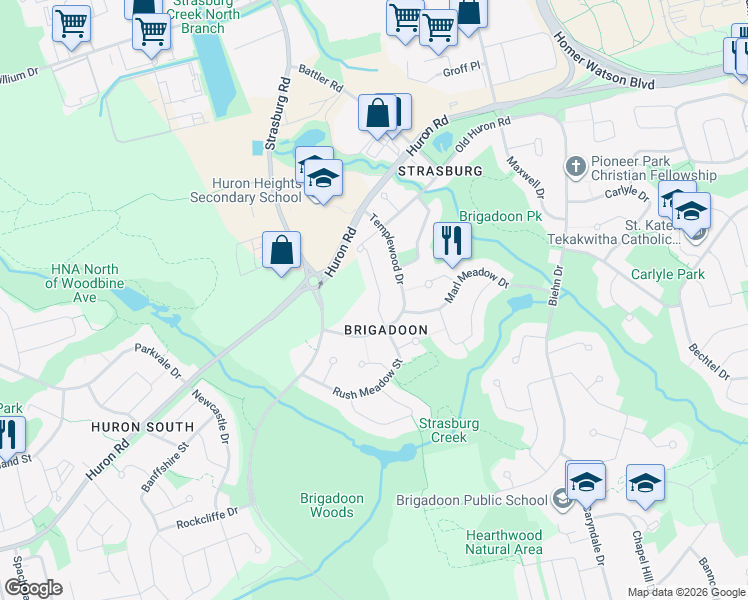 map of restaurants, bars, coffee shops, grocery stores, and more near in Kitchener