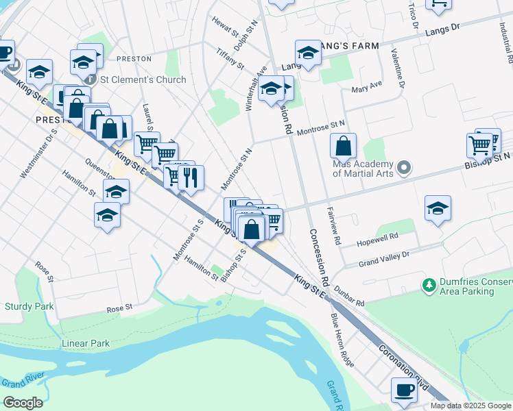 map of restaurants, bars, coffee shops, grocery stores, and more near in Cambridge
