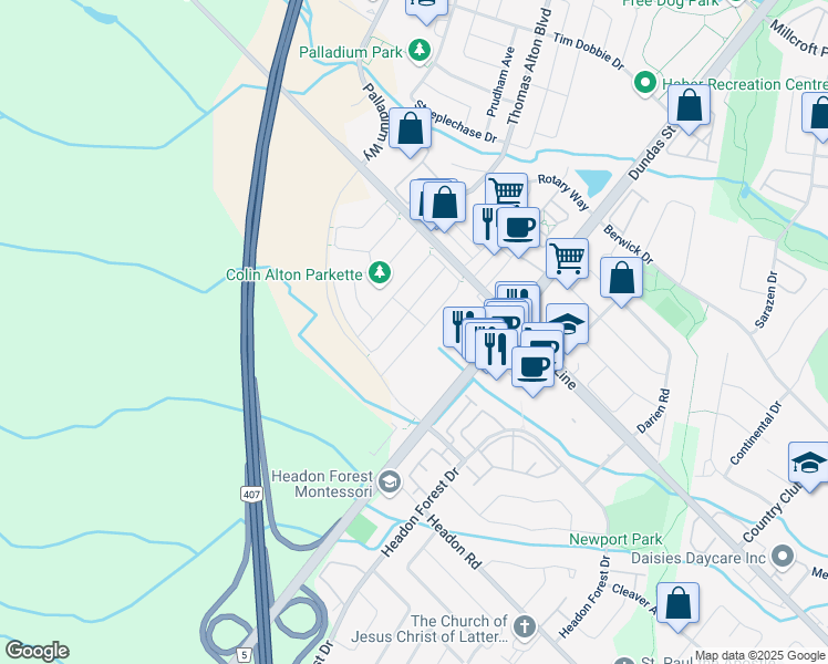 map of restaurants, bars, coffee shops, grocery stores, and more near 3910 Lodi Road in Burlington