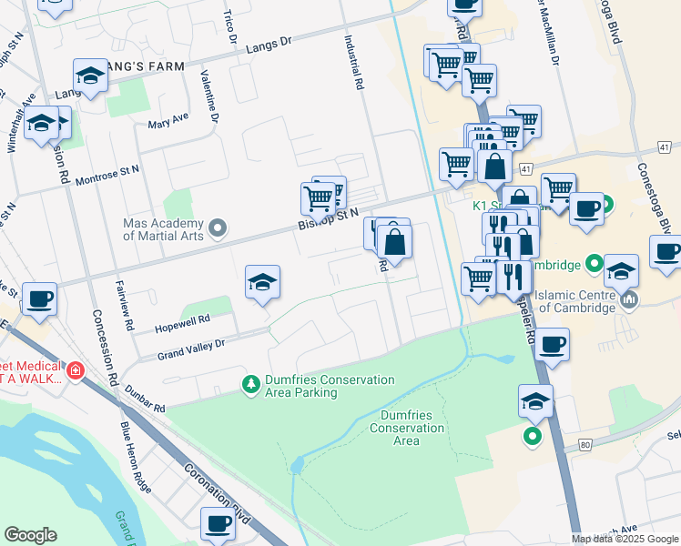 map of restaurants, bars, coffee shops, grocery stores, and more near 1600 Industrial Road in Cambridge