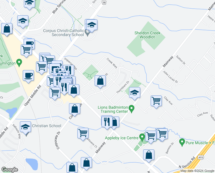 map of restaurants, bars, coffee shops, grocery stores, and more near 27 Corporate Drive in Burlington
