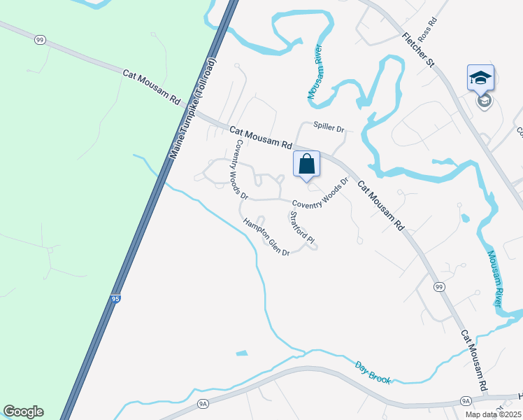 map of restaurants, bars, coffee shops, grocery stores, and more near 16 Winchester Court in Kennebunk
