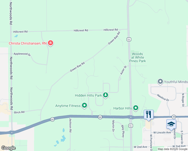 map of restaurants, bars, coffee shops, grocery stores, and more near 397 Indigo Drive in Port Washington