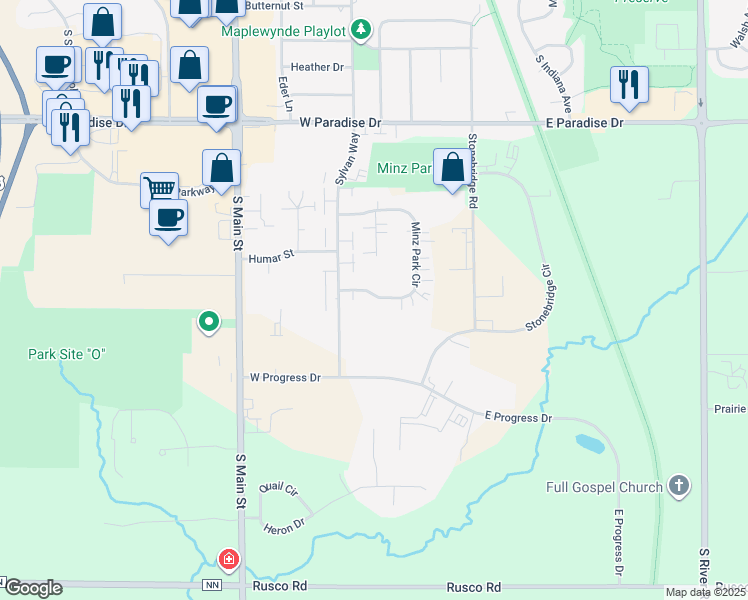 map of restaurants, bars, coffee shops, grocery stores, and more near 259 Minz Park Circle in West Bend