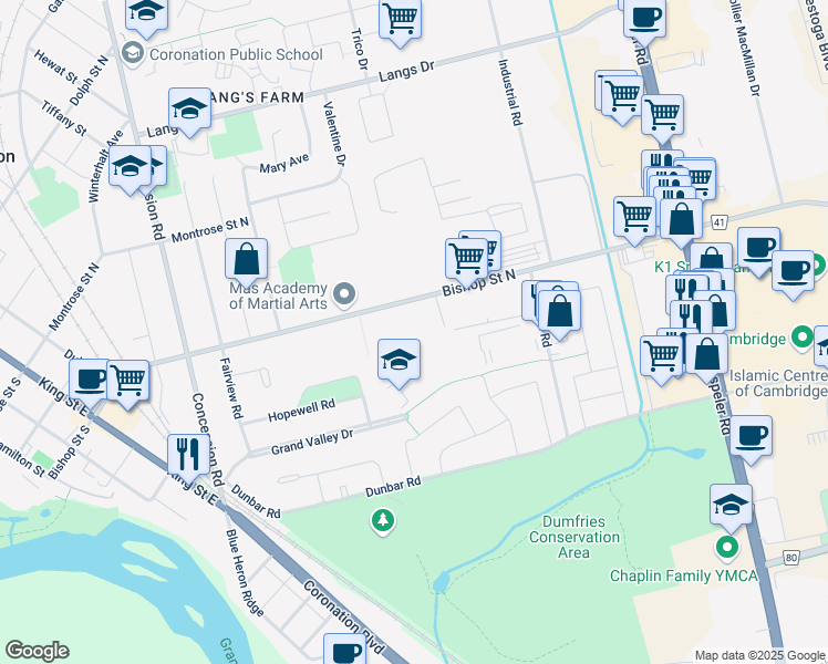 map of restaurants, bars, coffee shops, grocery stores, and more near 954 Bishop Street North in Cambridge