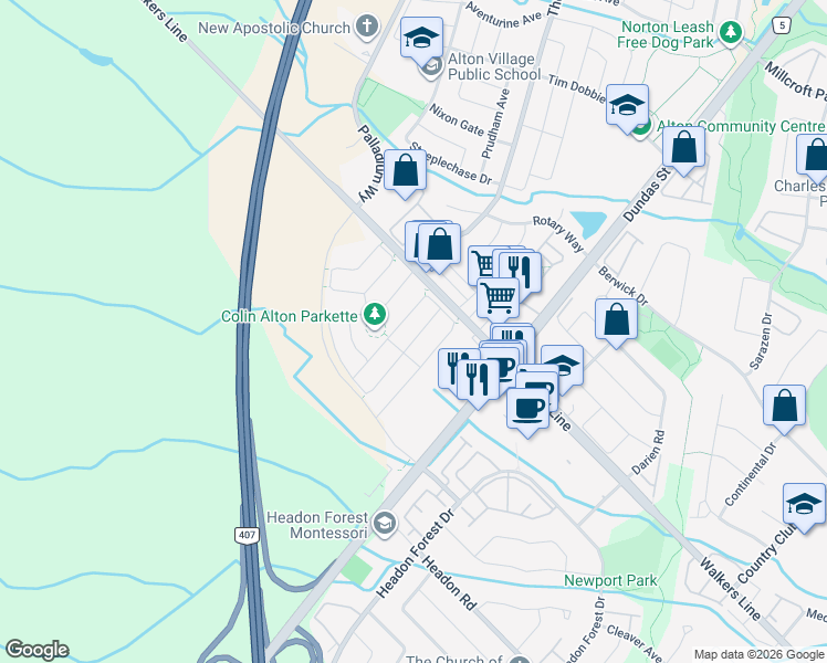 map of restaurants, bars, coffee shops, grocery stores, and more near in Burlington