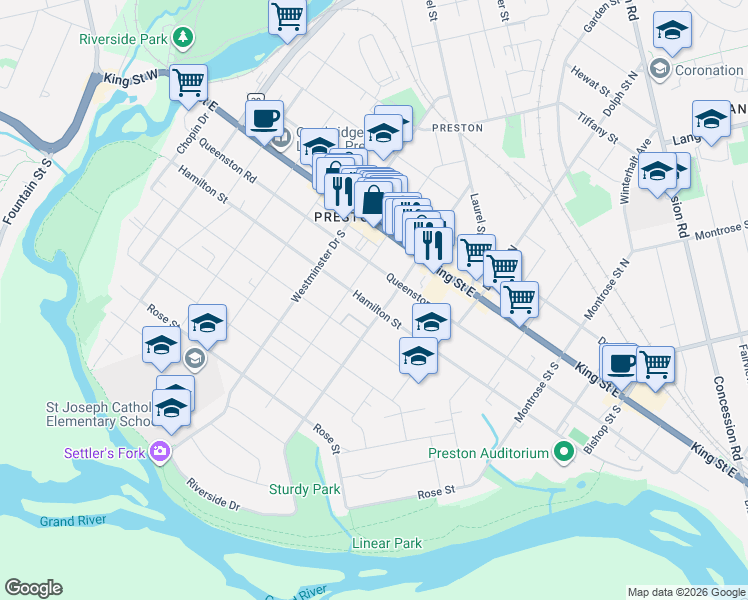 map of restaurants, bars, coffee shops, grocery stores, and more near 855 Hamilton Street in Cambridge