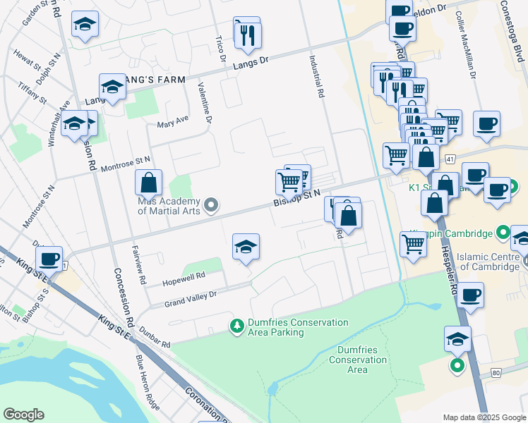 map of restaurants, bars, coffee shops, grocery stores, and more near 978 Bishop Street North in Cambridge