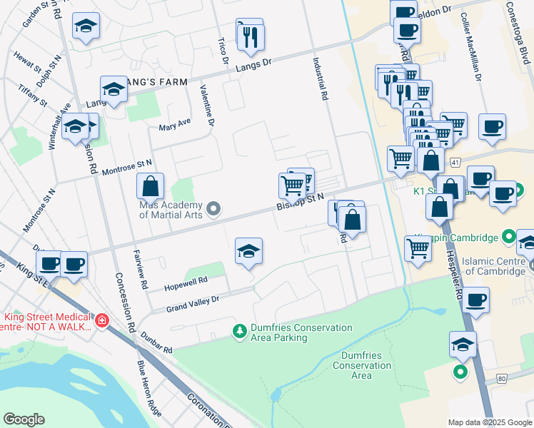 map of restaurants, bars, coffee shops, grocery stores, and more near 978 Bishop Street North in Cambridge