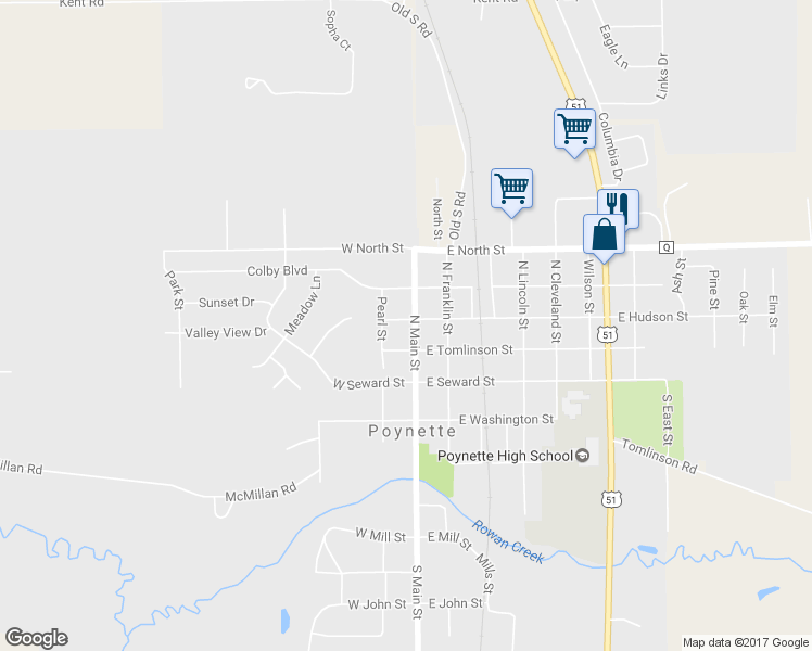 map of restaurants, bars, coffee shops, grocery stores, and more near 331 North Main Street in Poynette