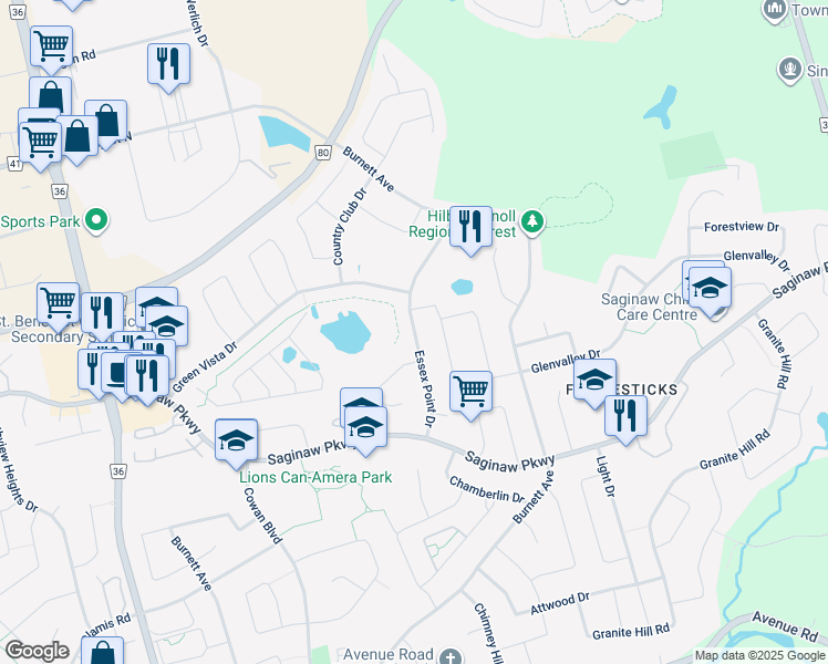 map of restaurants, bars, coffee shops, grocery stores, and more near Essex Point Drive in Cambridge