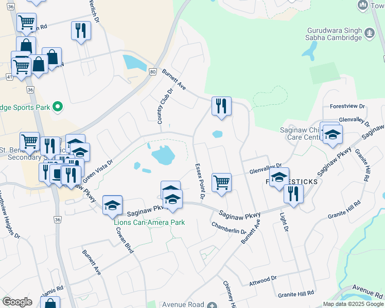 map of restaurants, bars, coffee shops, grocery stores, and more near 116 Essex Point Drive in Cambridge