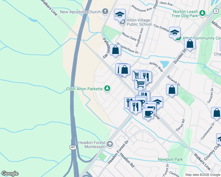 map of restaurants, bars, coffee shops, grocery stores, and more near 3940 Thomas Alton Boulevard in Burlington