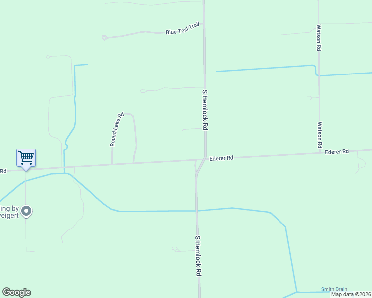 map of restaurants, bars, coffee shops, grocery stores, and more near 16000 Ederer Road in Hemlock