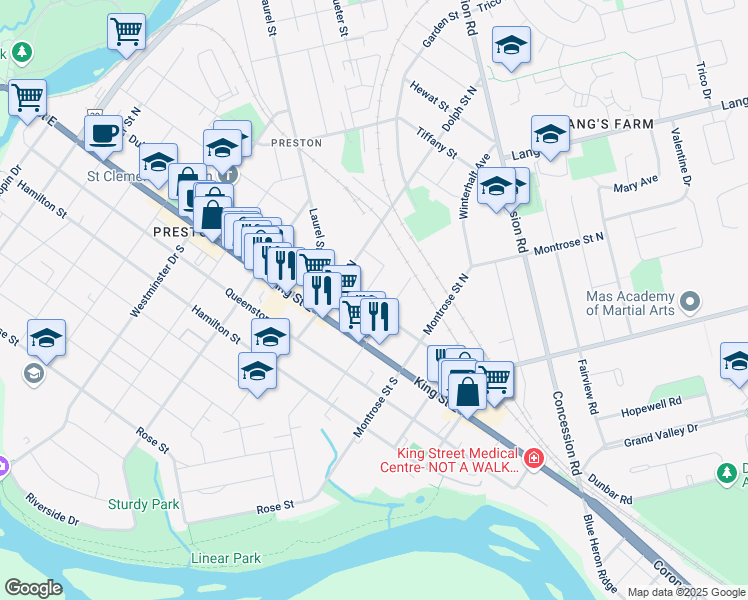 map of restaurants, bars, coffee shops, grocery stores, and more near 1169 Duke Street in Cambridge