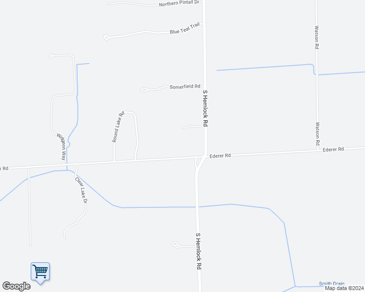 map of restaurants, bars, coffee shops, grocery stores, and more near 16000 Ederer Road in Hemlock