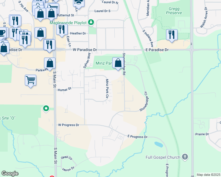 map of restaurants, bars, coffee shops, grocery stores, and more near 254 Minz Park Circle in West Bend