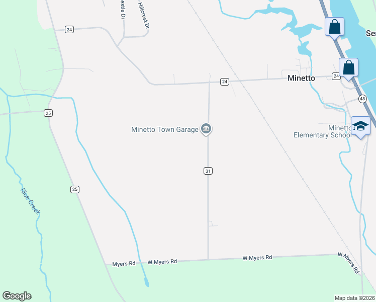 map of restaurants, bars, coffee shops, grocery stores, and more near 97 County Route 31 in Oswego