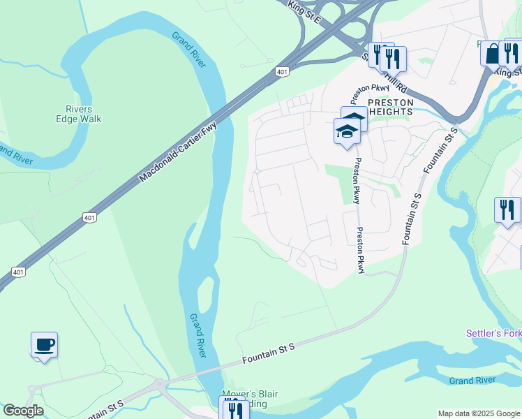 map of restaurants, bars, coffee shops, grocery stores, and more near 636 Linden Drive in Cambridge