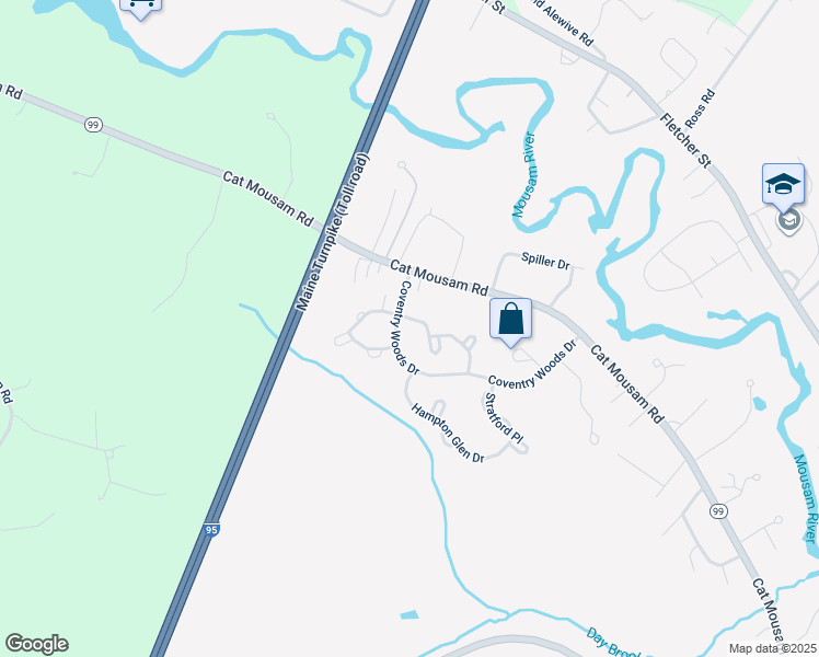 map of restaurants, bars, coffee shops, grocery stores, and more near 5 Dunnhill Drive in Kennebunk