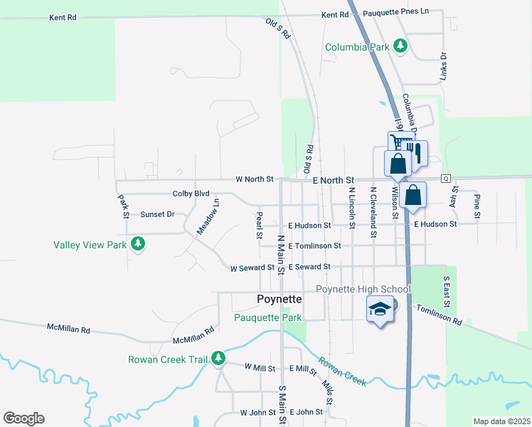 map of restaurants, bars, coffee shops, grocery stores, and more near 331 North Main Street in Poynette