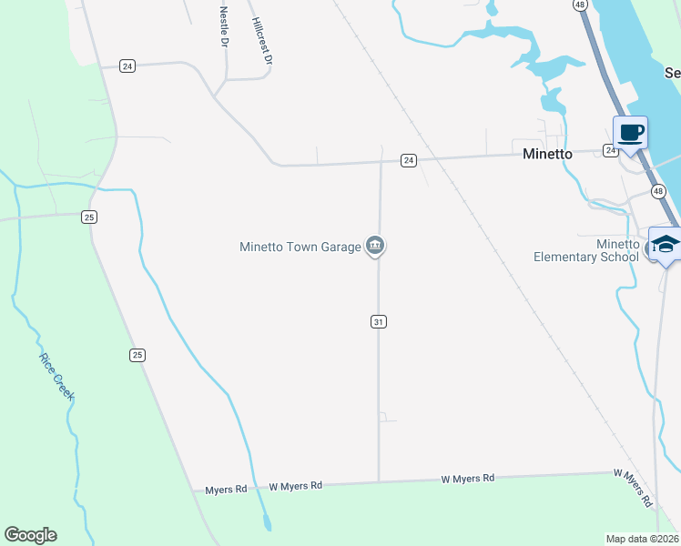 map of restaurants, bars, coffee shops, grocery stores, and more near 97 County Route 31 in Oswego