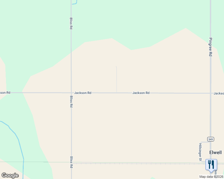 map of restaurants, bars, coffee shops, grocery stores, and more near 7682 Jackson Road in Elwell