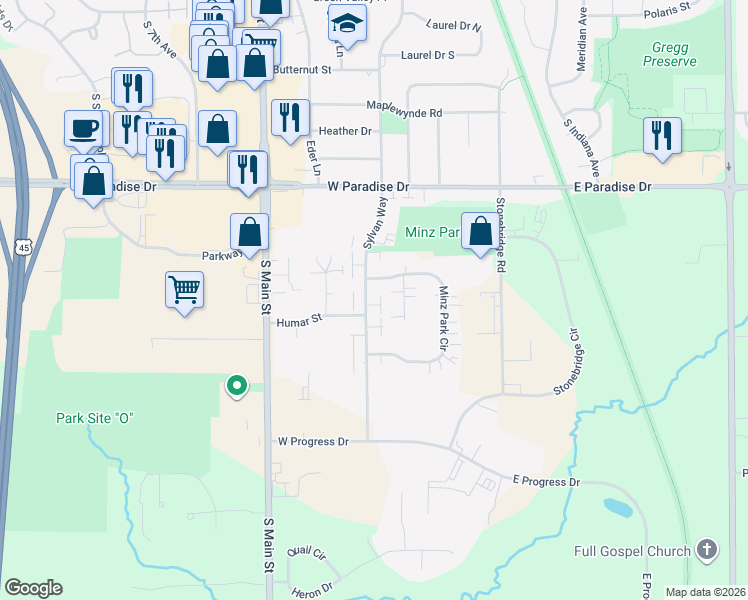 map of restaurants, bars, coffee shops, grocery stores, and more near 2115 Sylvan Way in West Bend
