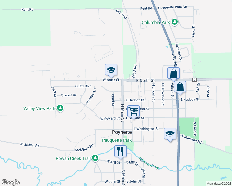 map of restaurants, bars, coffee shops, grocery stores, and more near 331 North Main Street in Poynette