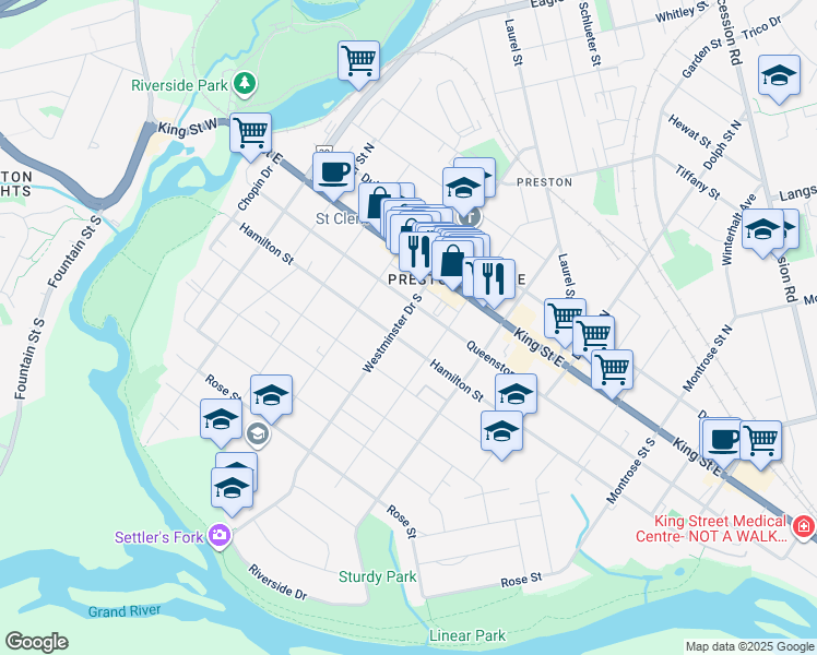 map of restaurants, bars, coffee shops, grocery stores, and more near in Cambridge