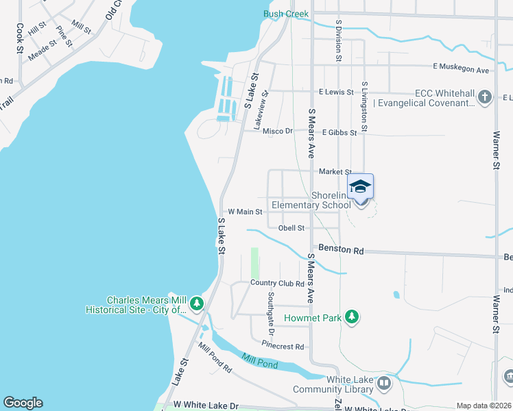 map of restaurants, bars, coffee shops, grocery stores, and more near 318 West Main Street in Whitehall