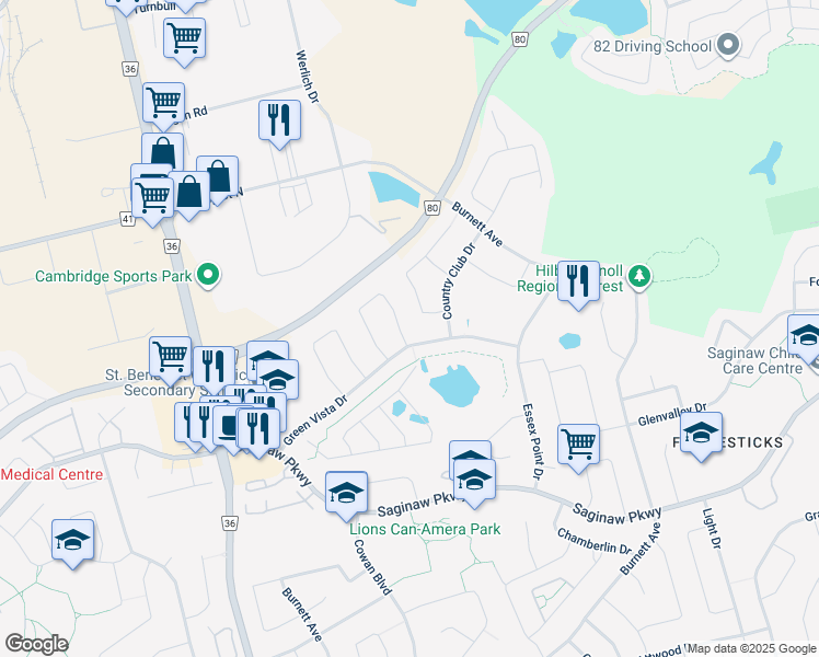 map of restaurants, bars, coffee shops, grocery stores, and more near 168 Whittaker Crescent in Cambridge