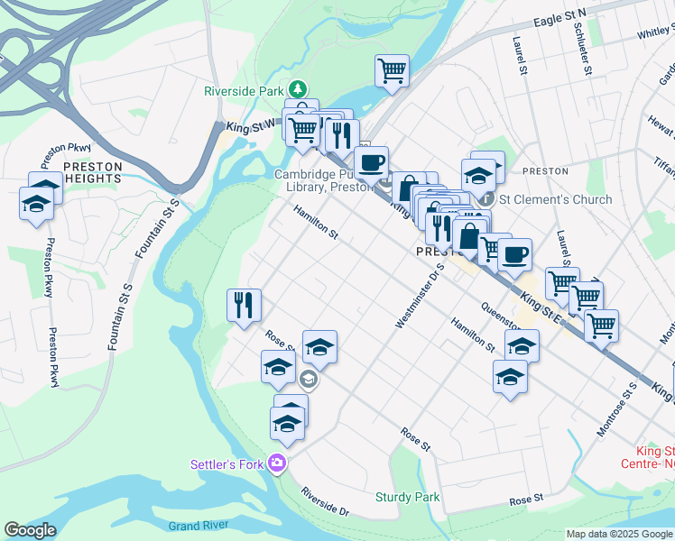 map of restaurants, bars, coffee shops, grocery stores, and more near 445 Moore Street in Cambridge