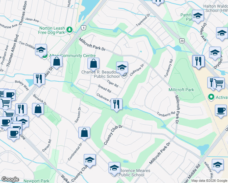 map of restaurants, bars, coffee shops, grocery stores, and more near 2207 Snead Road in Burlington