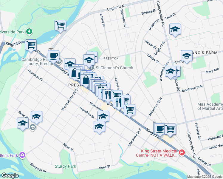 map of restaurants, bars, coffee shops, grocery stores, and more near 963 Duke Street in Cambridge