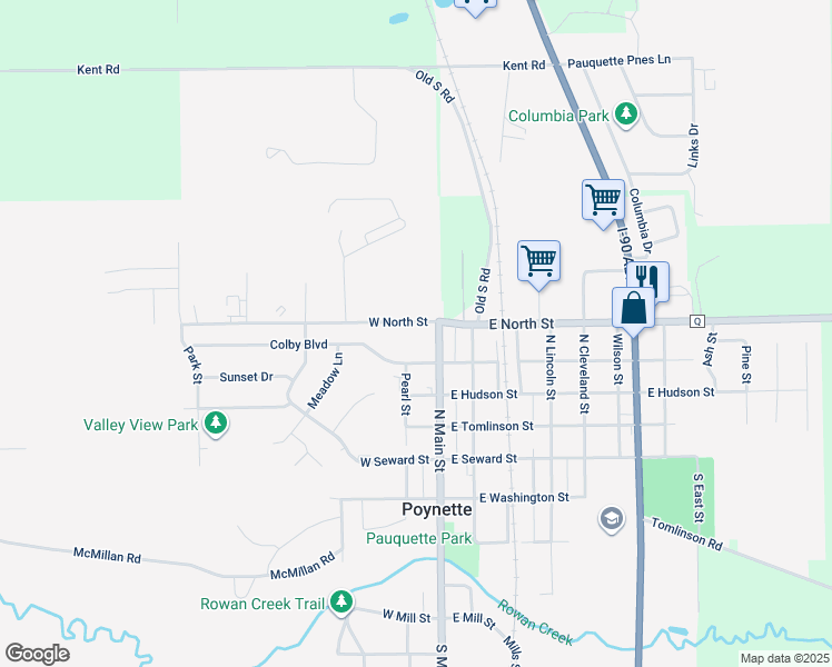 map of restaurants, bars, coffee shops, grocery stores, and more near 521 North Main Street in Poynette